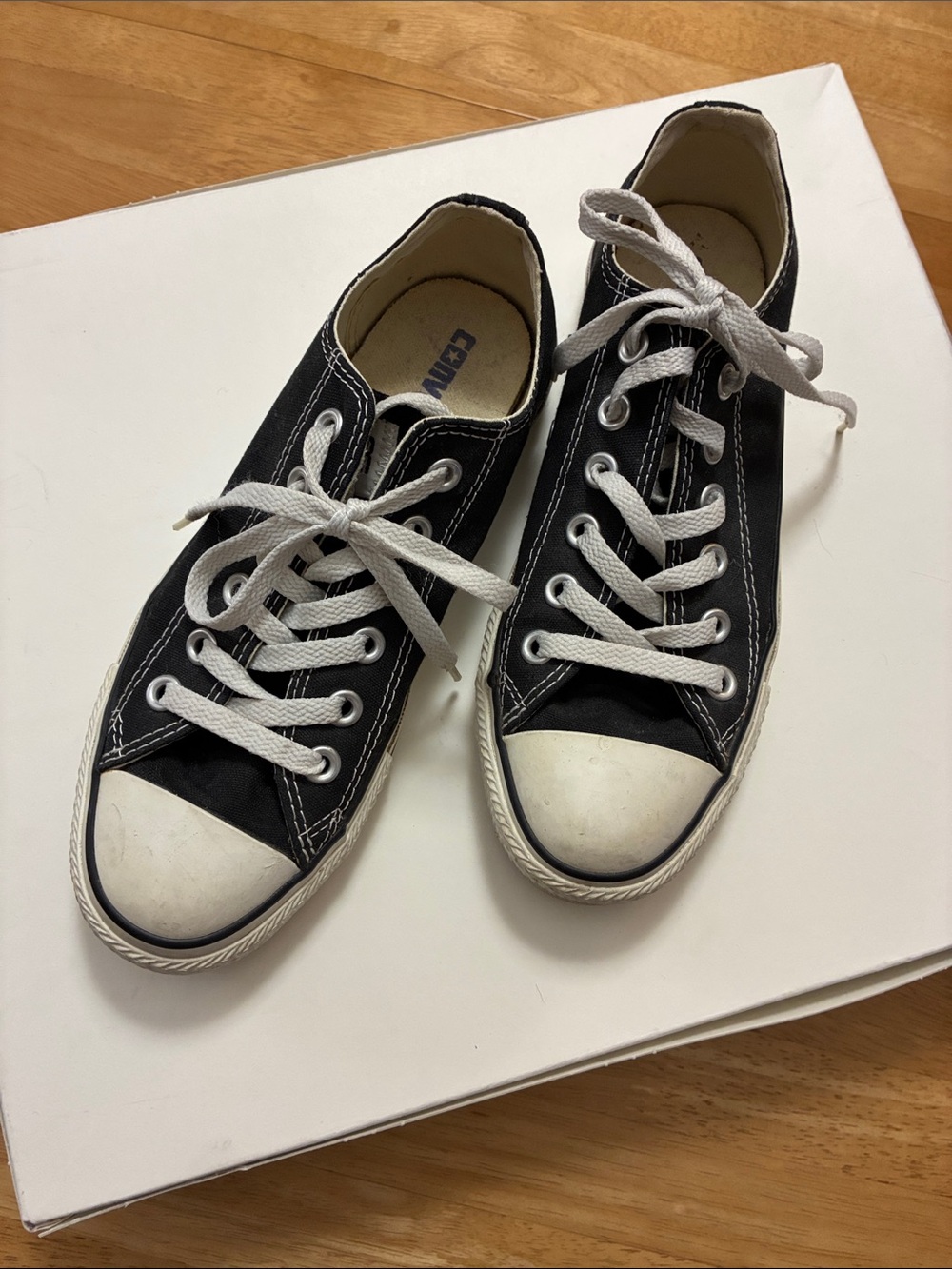 Converse Black Canvas Low-Top Sneakers with White Laces